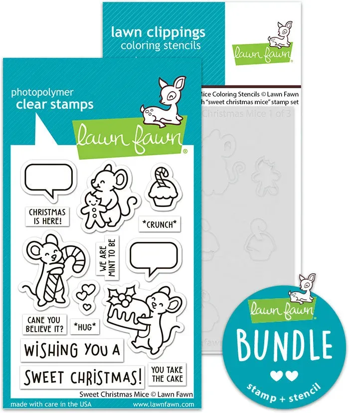 Lawn Fawn Sweet Christmas Mice Stempel Schablonen Bundle