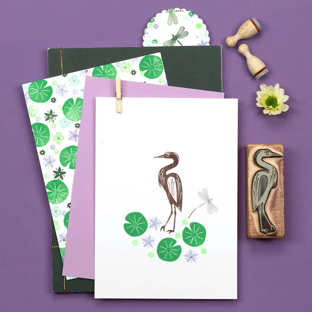 Perlenfischer Graureiher Stempel 23x61 mm Wasservogel