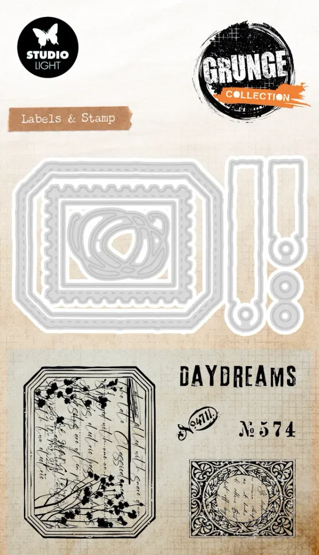 StudioLight Grunge Stempel Stanzen-Set Label & Stamp