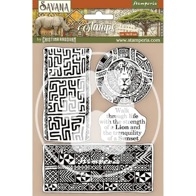Stamperia Savana Gummistempel 14x18 Ethno-Borten