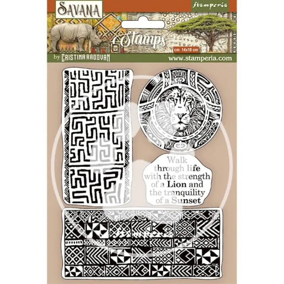 Stamperia Savana Gummistempel 14x18 Ethno-Borten
