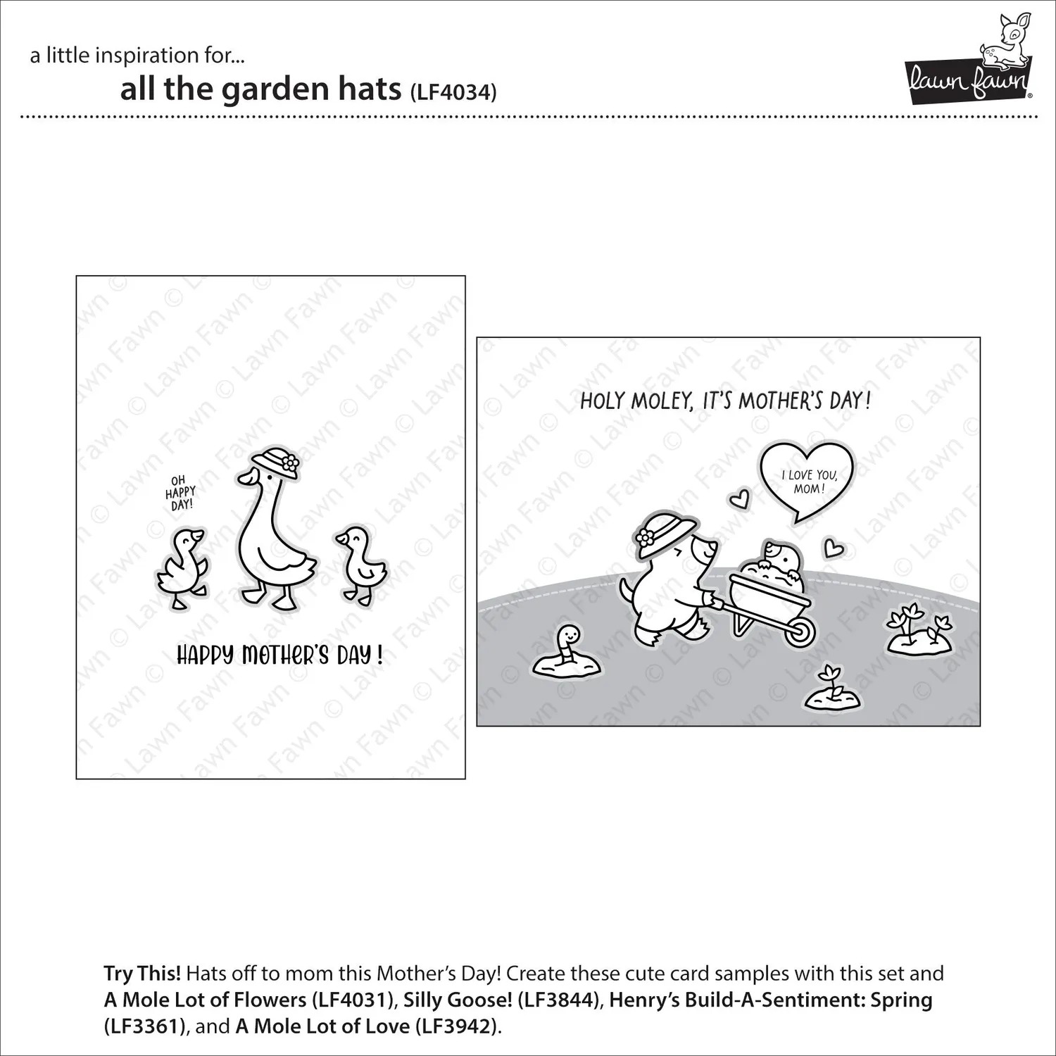Lawn Fawn All the Garden Hats Clear Stamps Gartenhüte