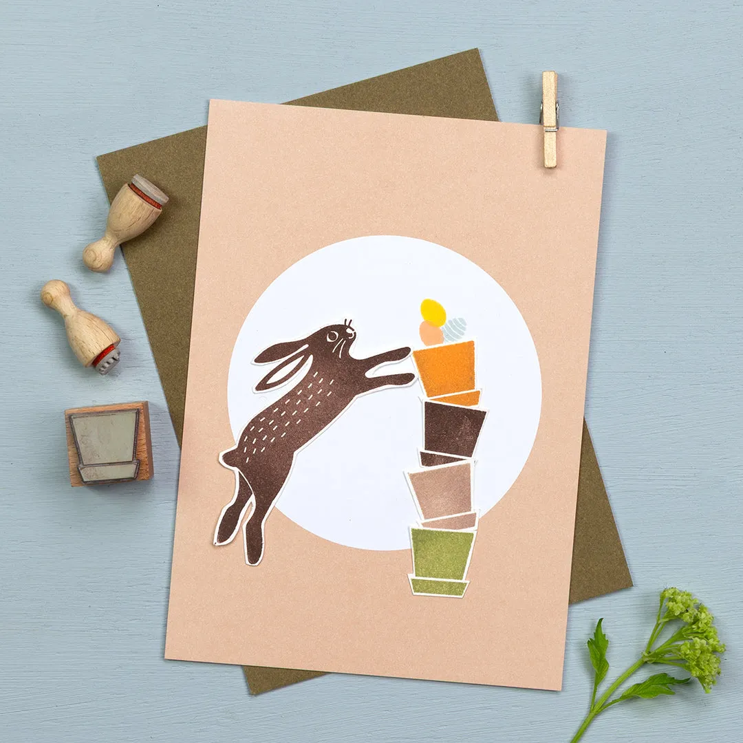 Perlenfischer Hase springend Stempel 72x37 mm Ostern