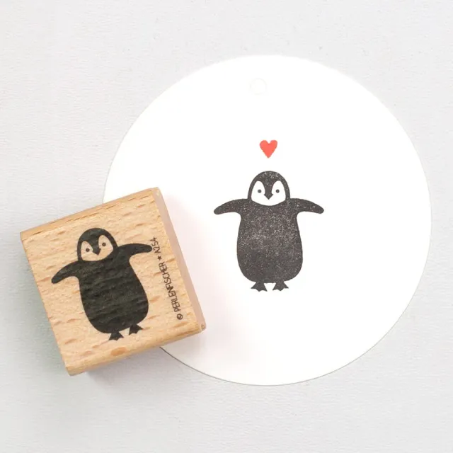 Perlenfischer Pinguinbaby 2 Stempel Holz 25 x 27 mm