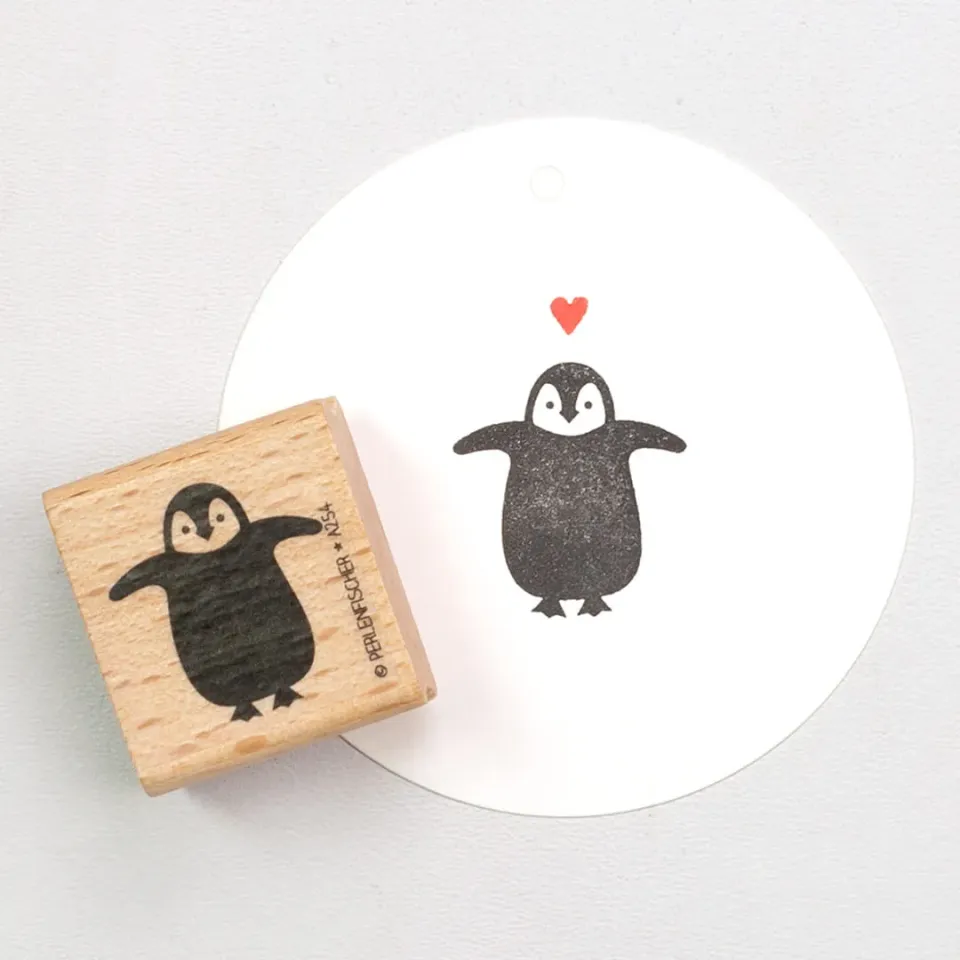 Perlenfischer Pinguinbaby 2 Stempel Holz 25 x 27 mm