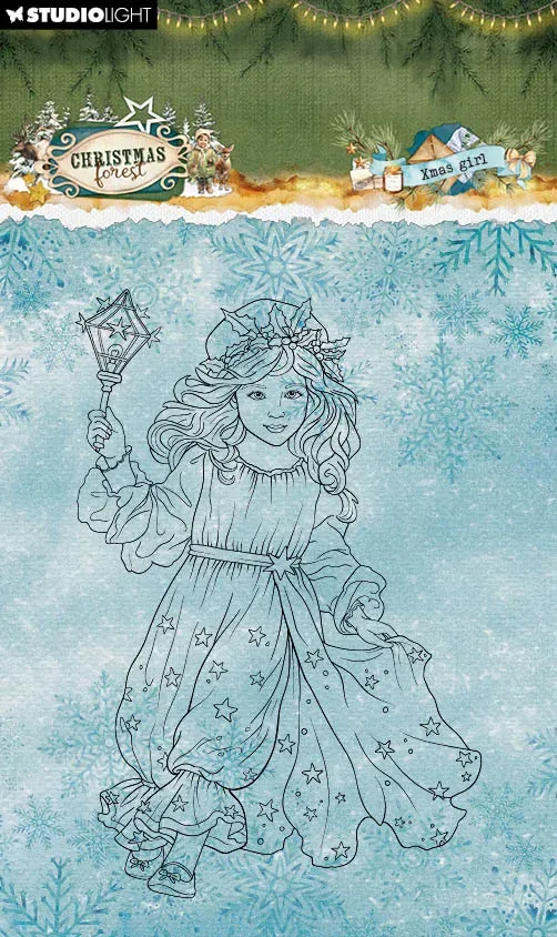 Studio Light Christmas Forest Xmas Girl Clear Stamp