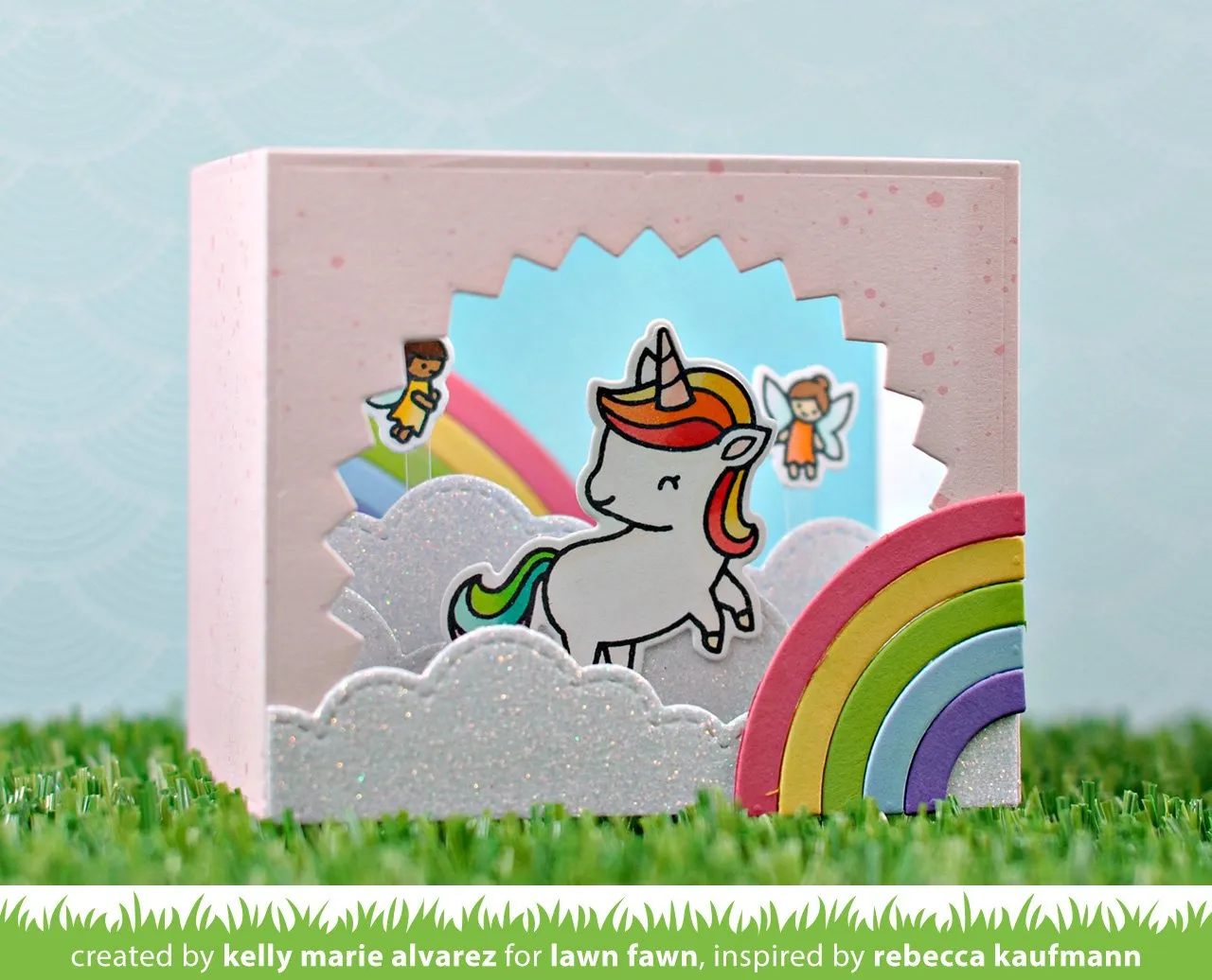 Lawn Fawn Shadow Box Rainbow Add-On Stanze Regenbogen