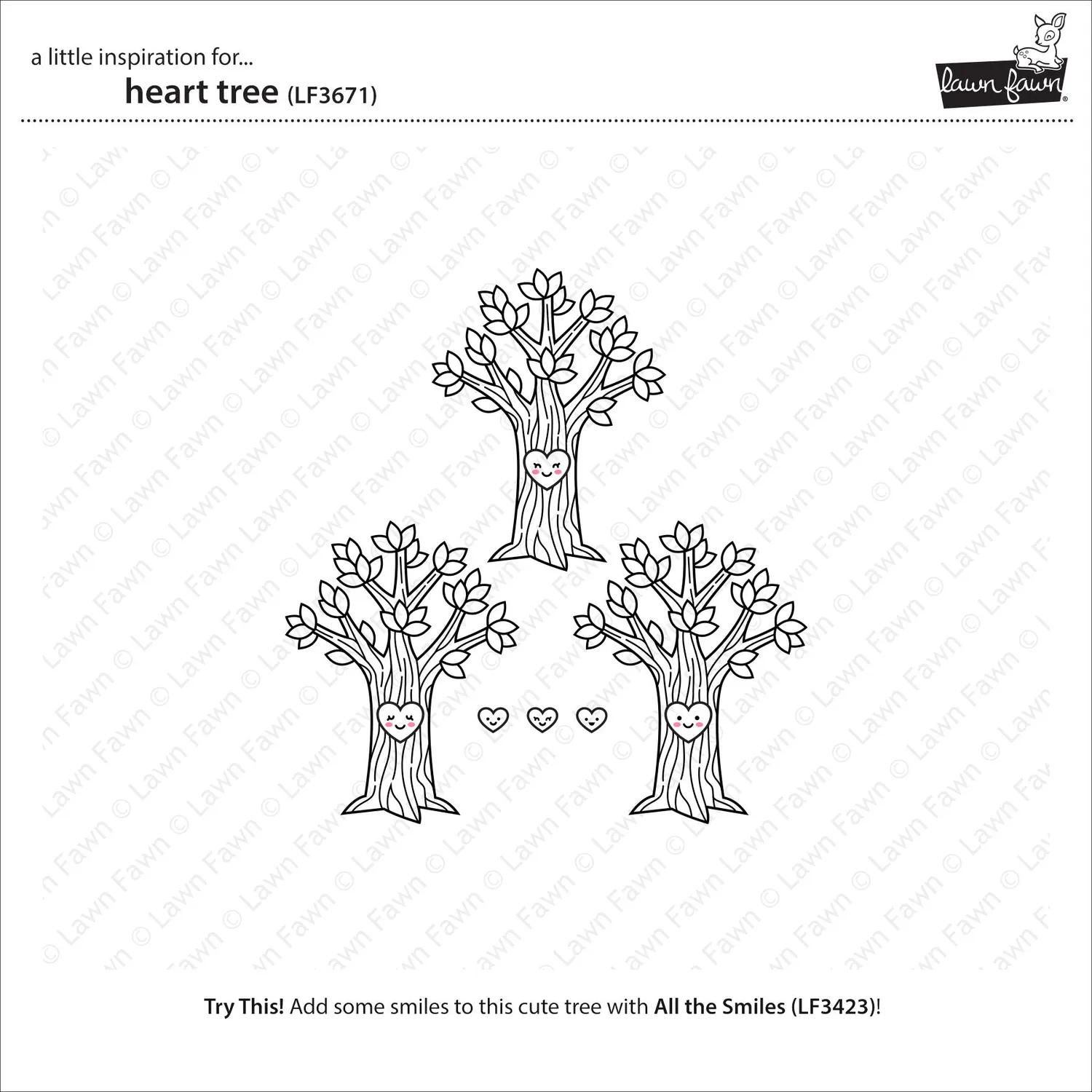 Lawn Fawn Heart Tree Clear Stamps Stempelset Herzbaum