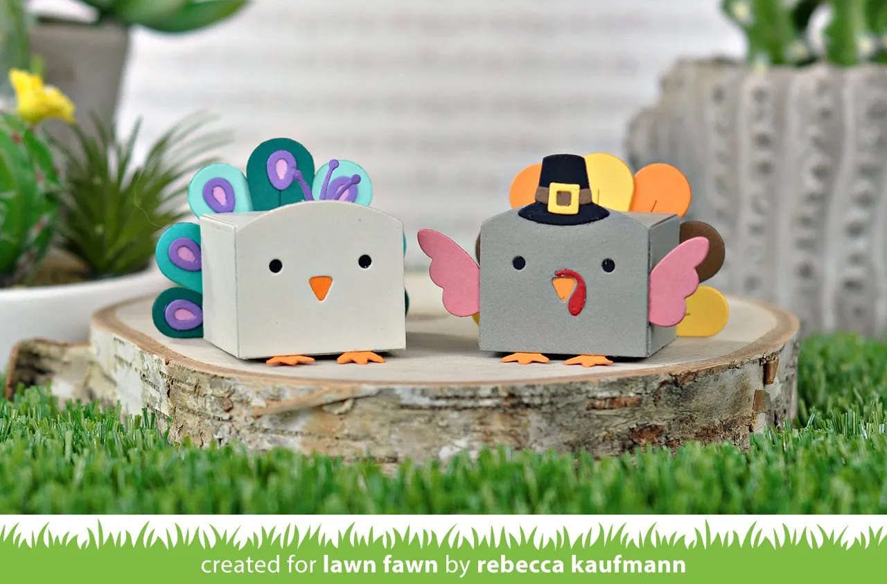 Lawn Fawn Tiny Gift Box Peacock Turkey Stanzen