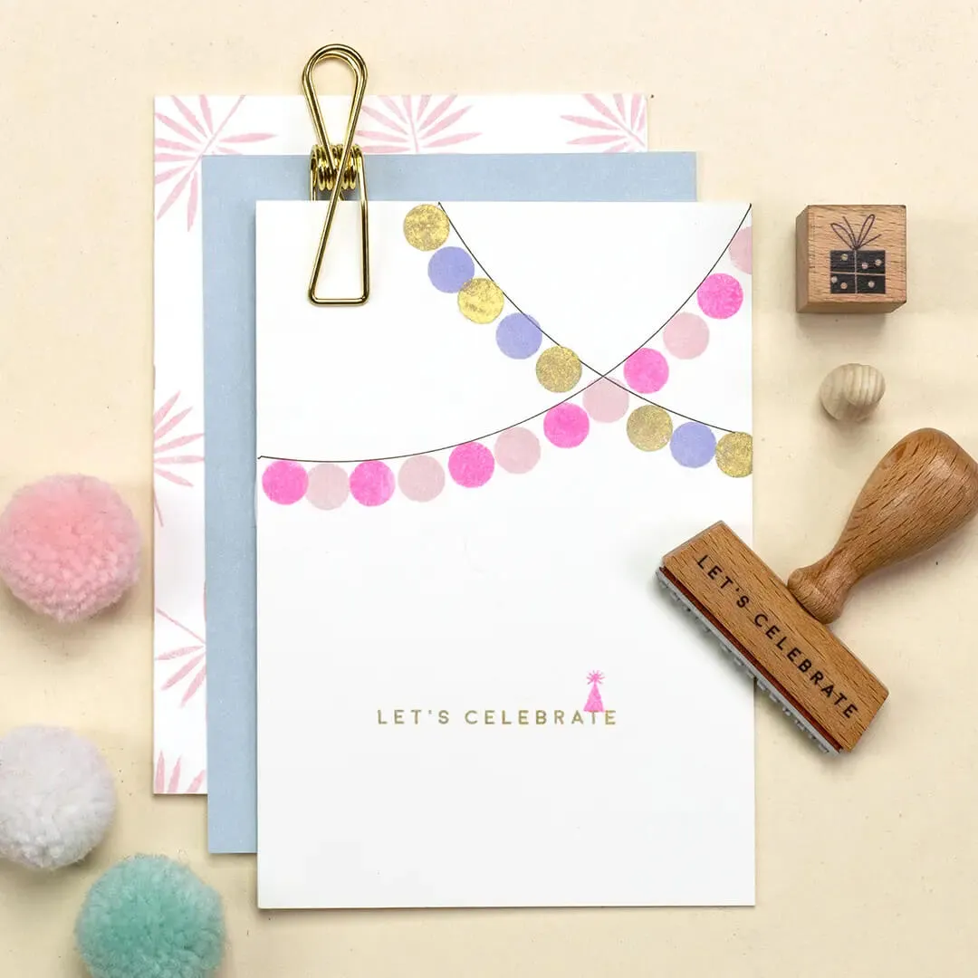 Perlenfischer Let's Celebrate Stempel Schriftzug 3x50 mm