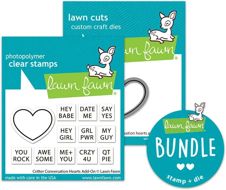 Lawn Fawn Critter Conversation Hearts Stempel Stanzen Set