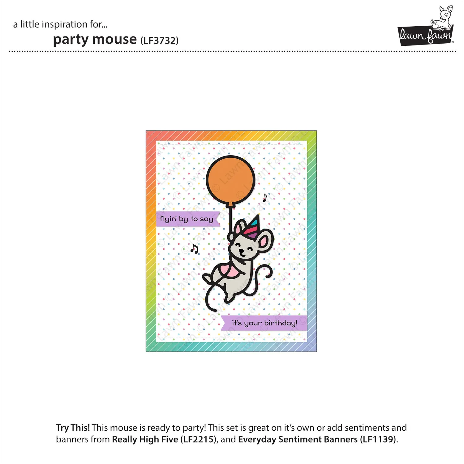 Lawn Fawn Party Mouse LF3732 Stanzschablone Maus 3-tlg.