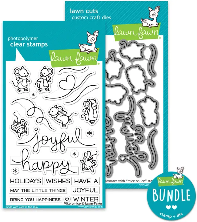 Lawn Fawn Mice on Ice Stempel + Stanze Bundle Winter