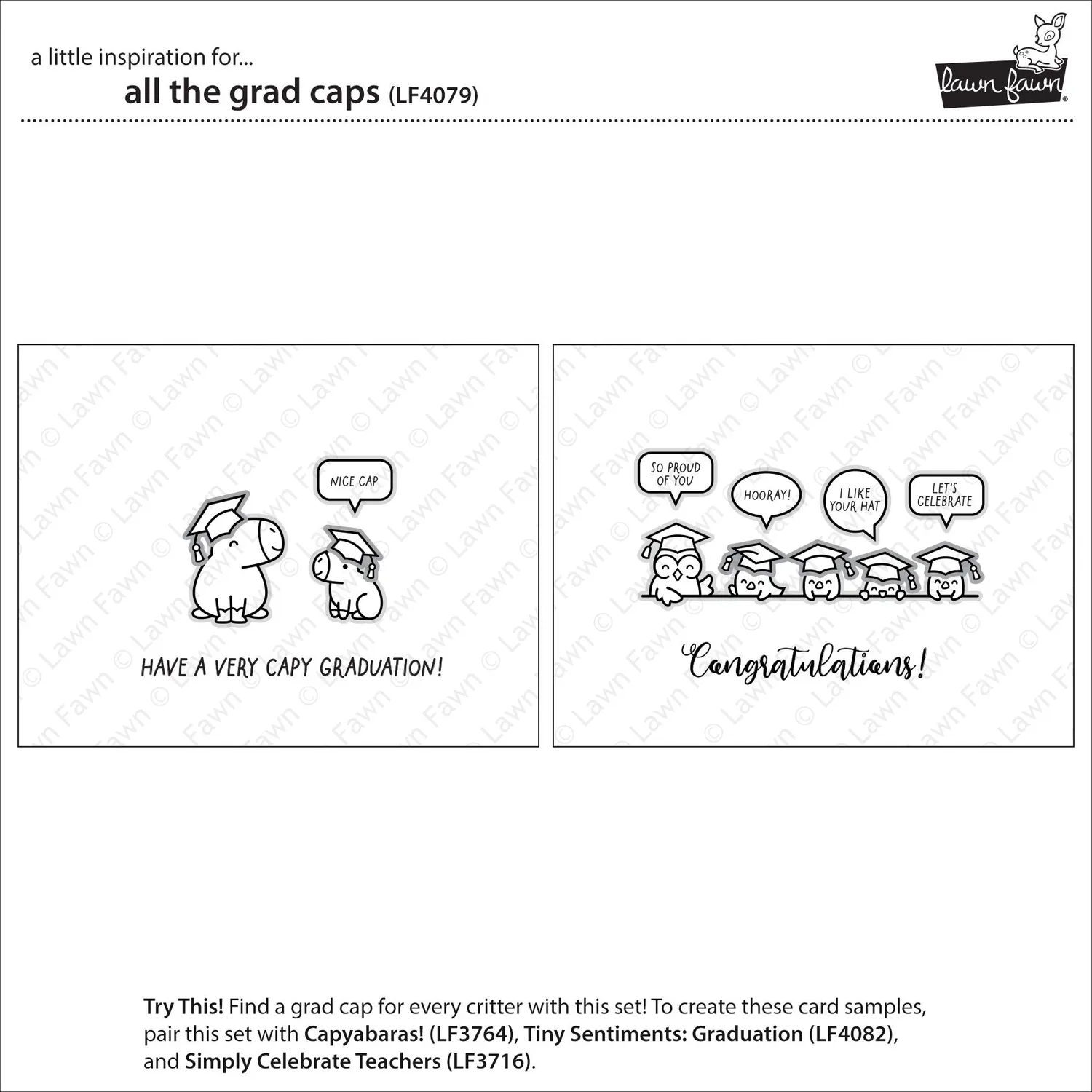 Lawn Fawn All the Grad Caps Clear Stamps Abschluss