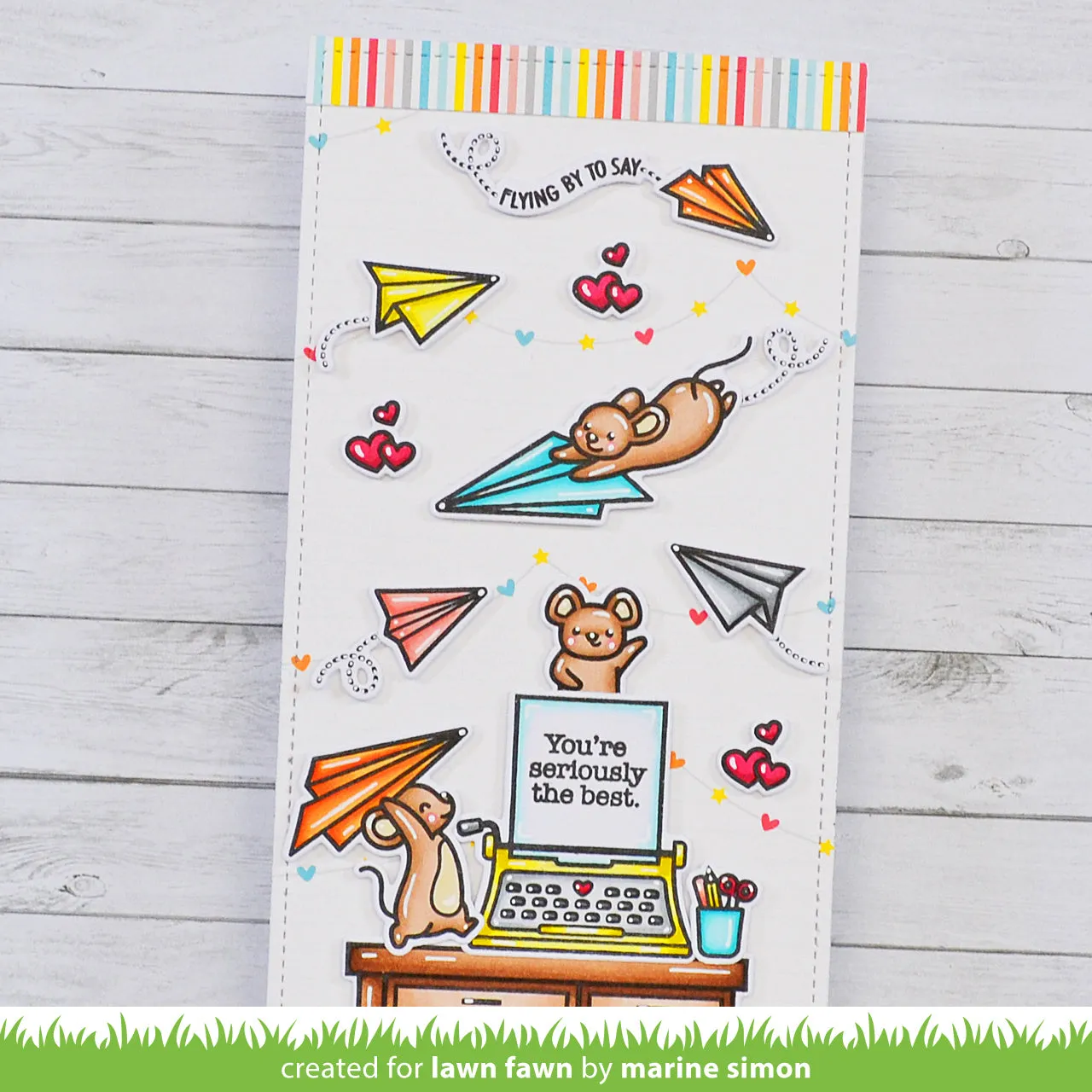 Lawn Fawn Just Plane Awesome Sentiment Trails Stempelset Papierflieger