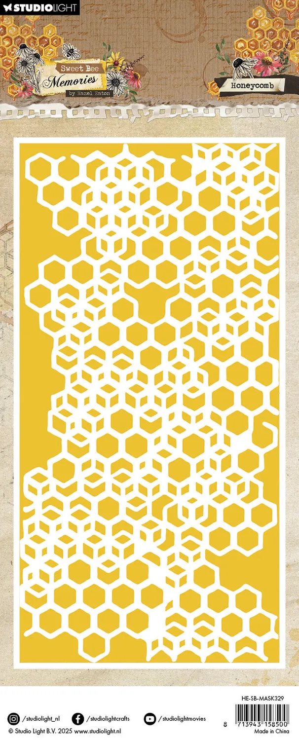 Hazel Eaton Sweet Bee Memories Mask Schablone Honeycomb