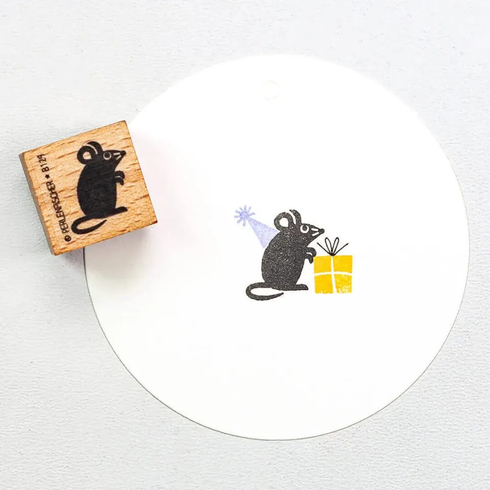 Perlenfischer Mouse standing Stempel Maus 17 x 15 mm