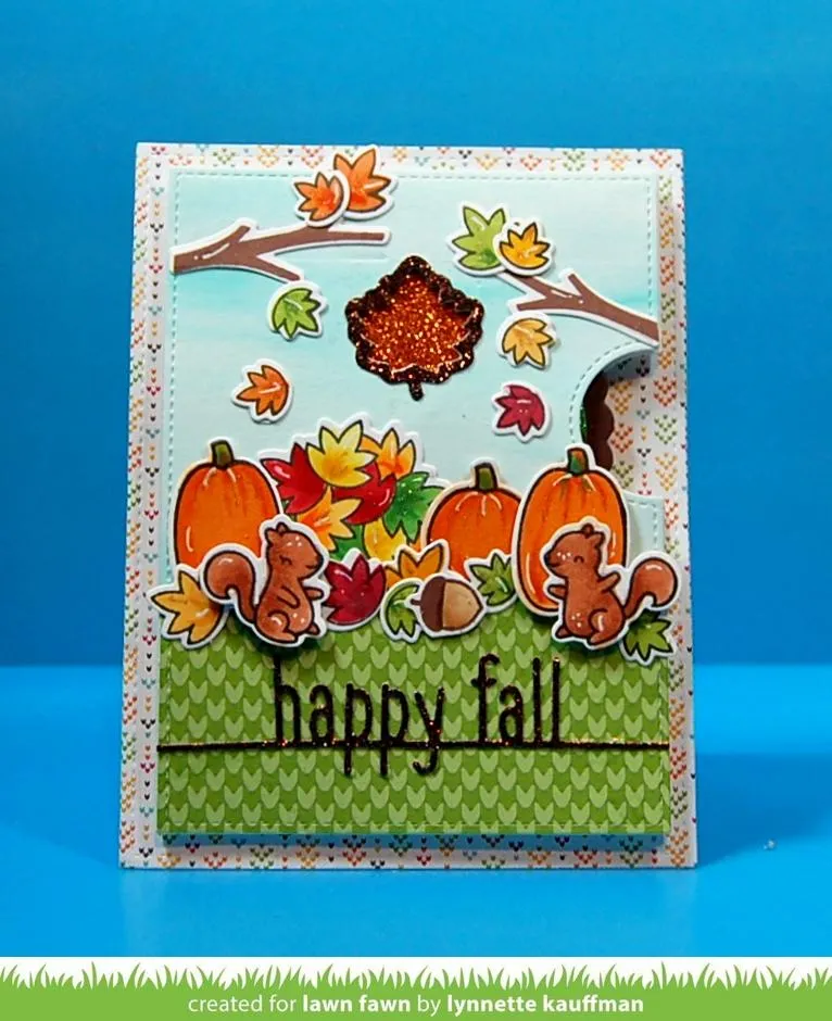 Lawn Fawn Happy Fall Line Border Stanzschablone Herbstschriftzug