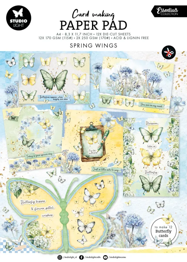 StudioLight Essentials Card Making Pad Butterflies 14 Blatt A4
