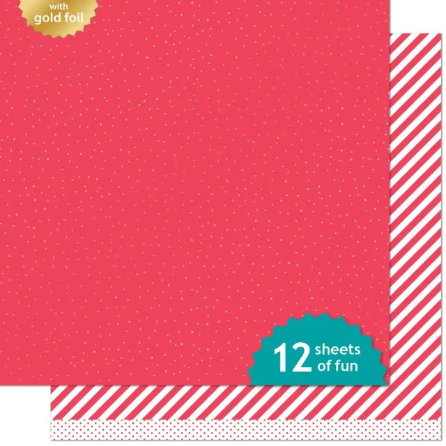 Lawn Fawn Let it Shine Red Designpapier Goldfolie 30x30