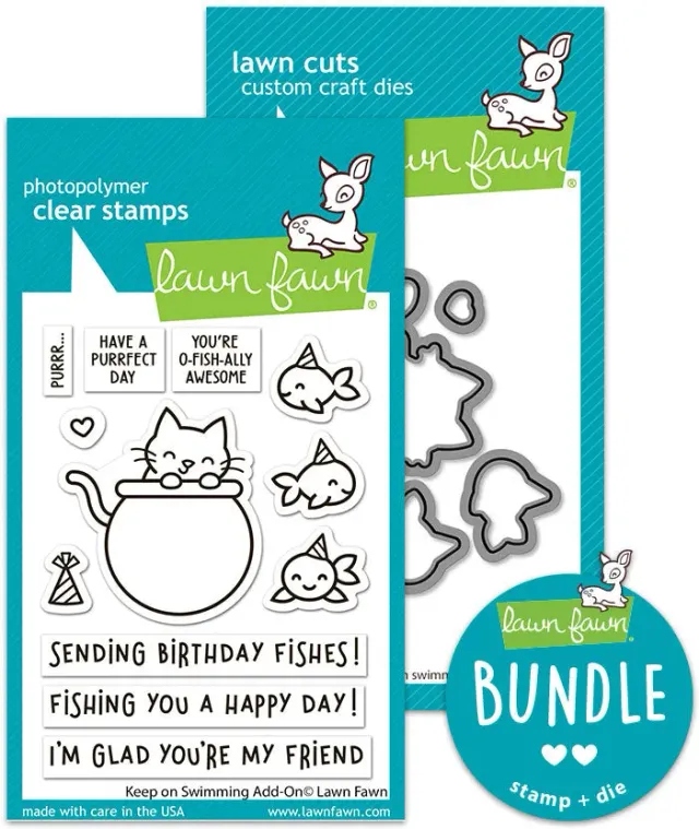Lawn Fawn Keep On Swimming Add-On Bundle Stempel + Dies Katze