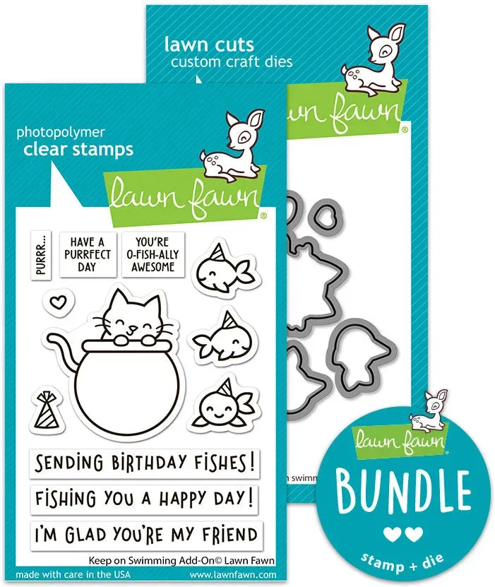 Lawn Fawn Keep On Swimming Add-On Bundle Stempel + Dies Katze