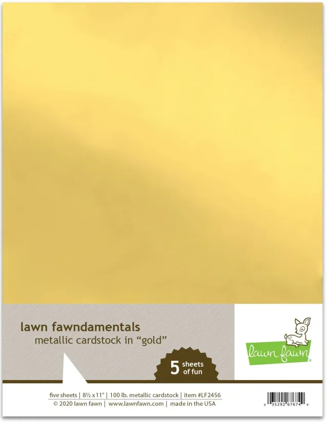 Lawn Fawn Metallic Cardstock Gold Bastelkarton 5 Blatt A4