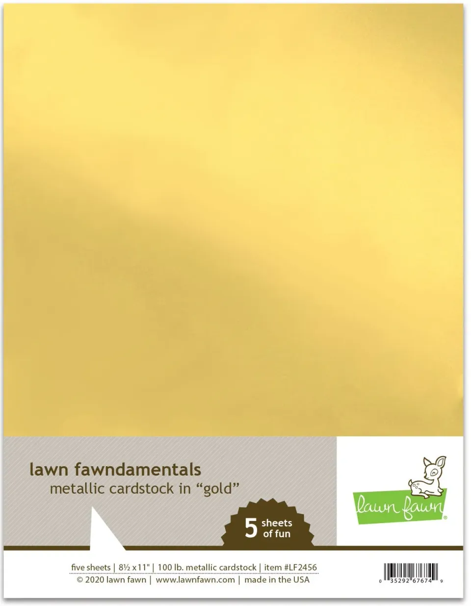 Lawn Fawn Metallic Cardstock Gold Bastelkarton 5 Blatt A4