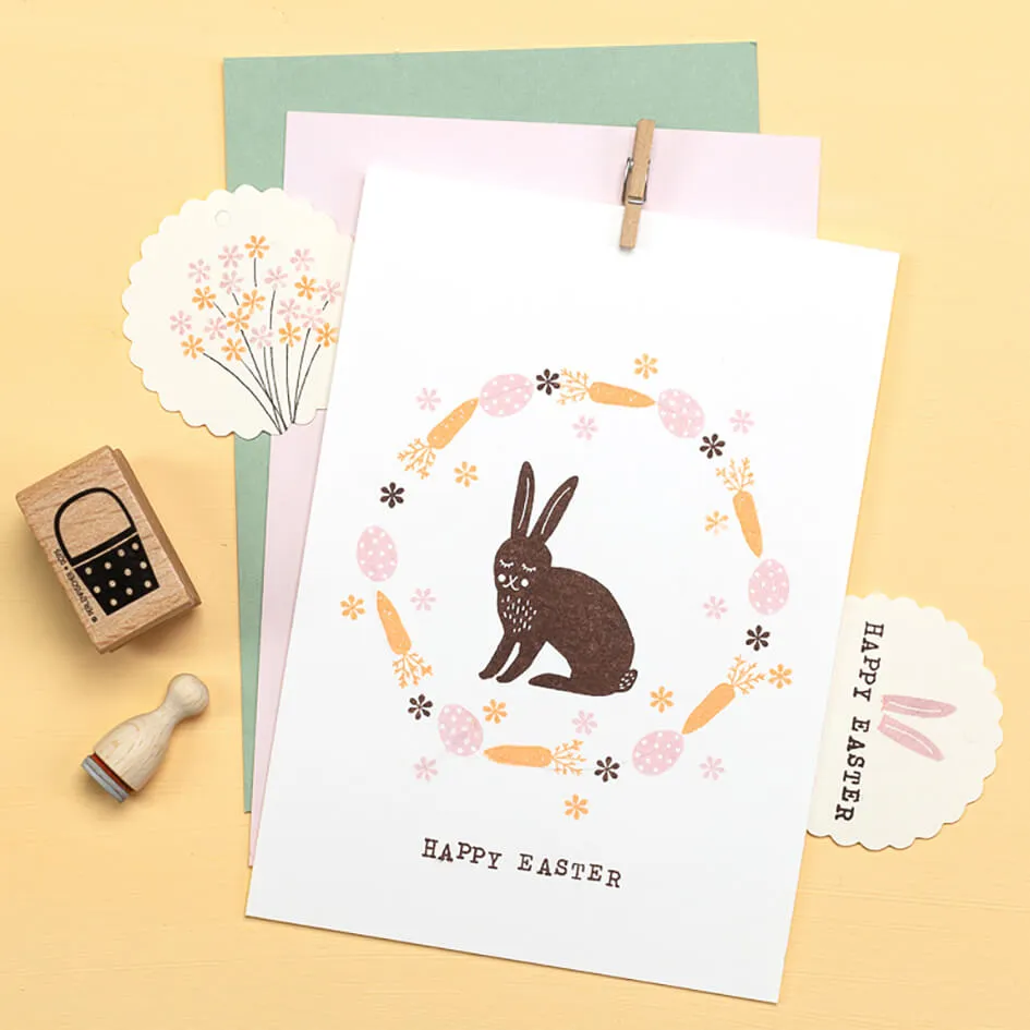 Perlenfischer Träumender Hase Holzstempel Ostern