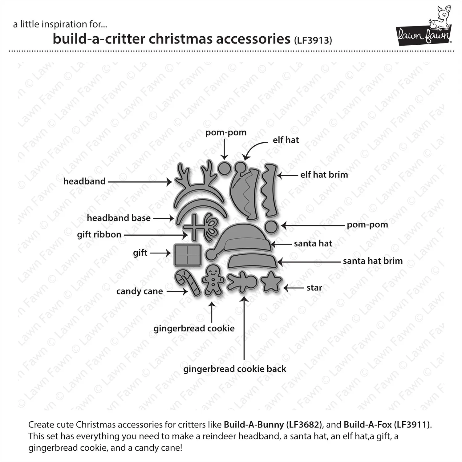 Lawn Fawn Build-A-Critter Christmas Stanzen 14-teilig