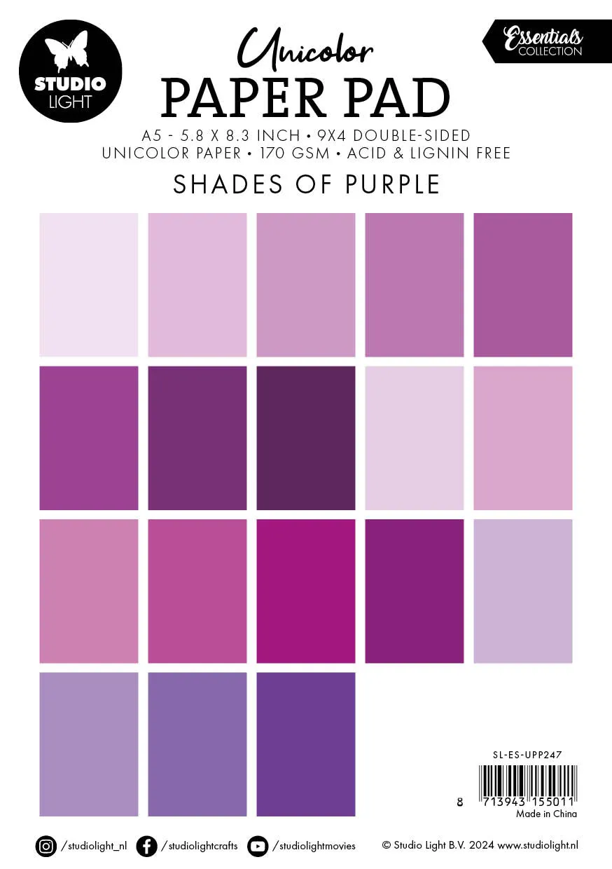 Studio Light Essentials Shades of Purple Papierblock A5 lila
