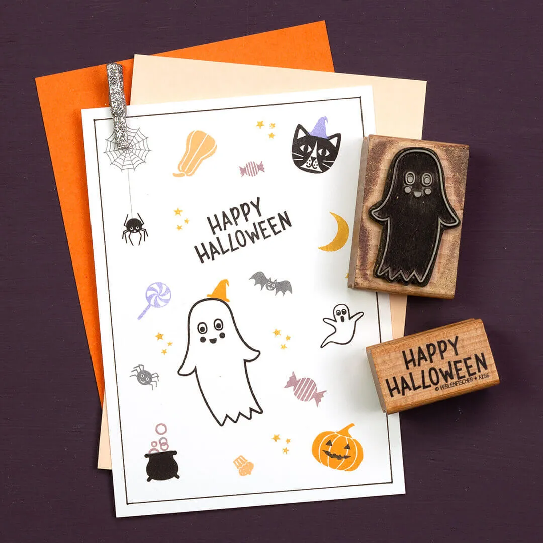 Perlenfischer Happy Halloween Stempel Schriftzug