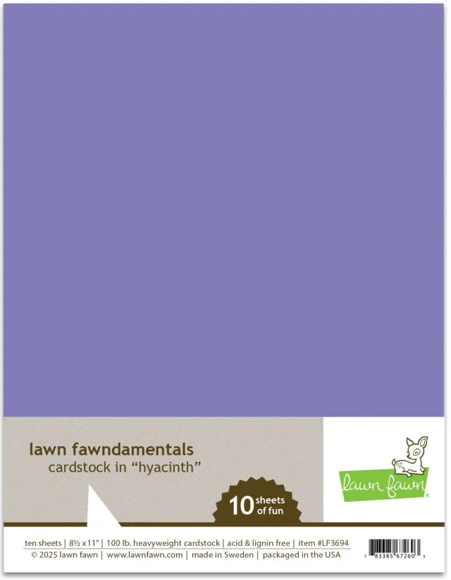 Lawn Fawn Hyacinth Cardstock Farbkarton Lila 10 Blatt