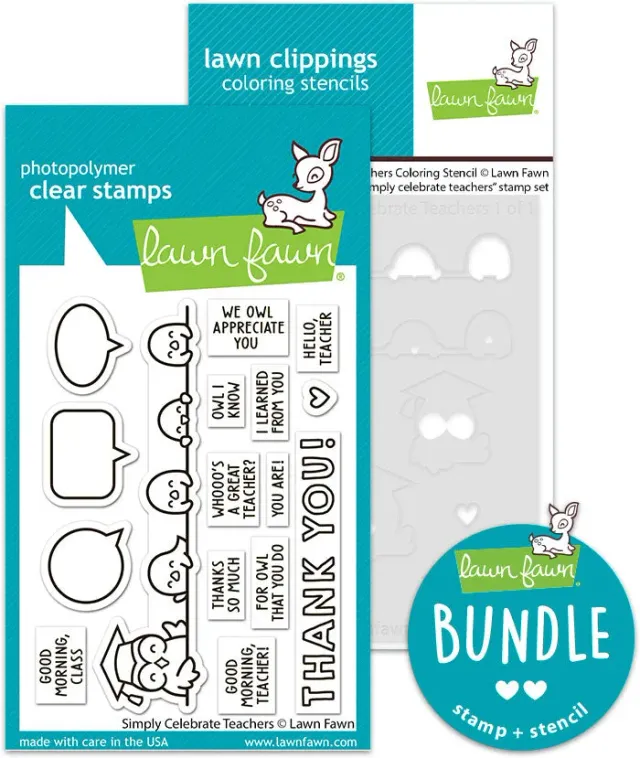 Lawn Fawn Simply Celebrate Teachers Stempelset mit Schablone