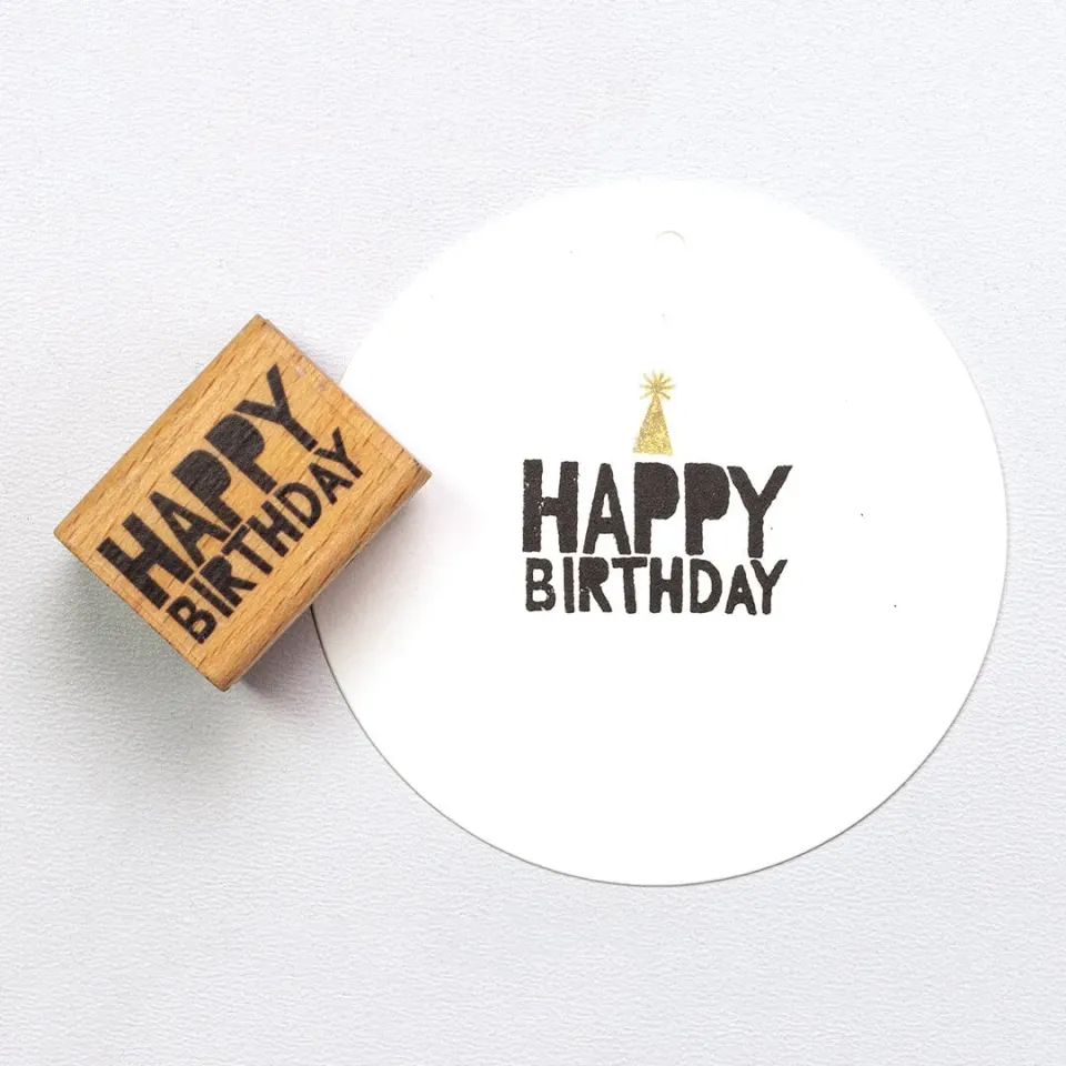 Perlenfischer Happy Birthday 4 Stempel 16x29 mm Geburtstag