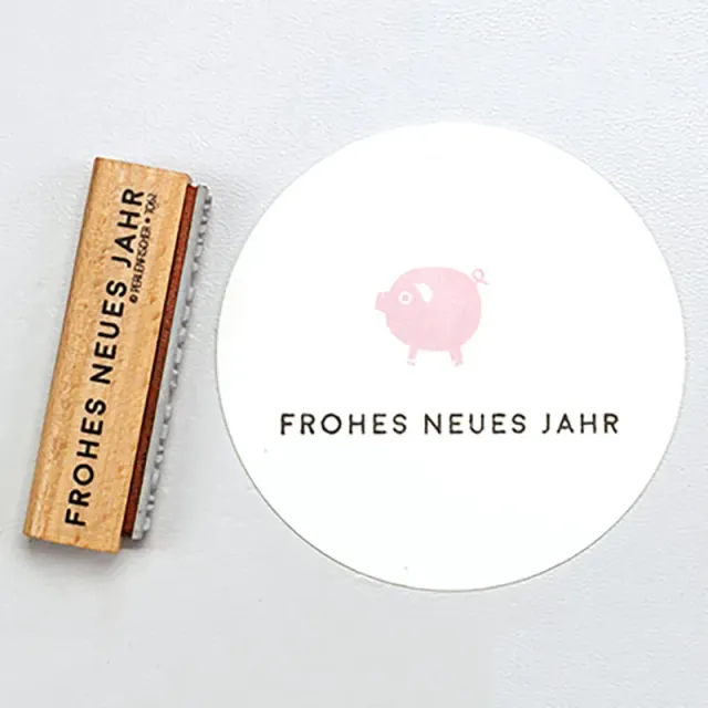Perlenfischer Frohes neues Jahr Textstempel 3x54 mm