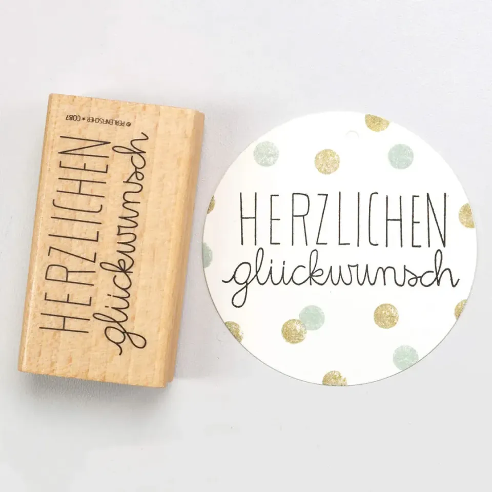 Perlenfischer Herzlichen Glückwunsch Stempel 32x65 mm