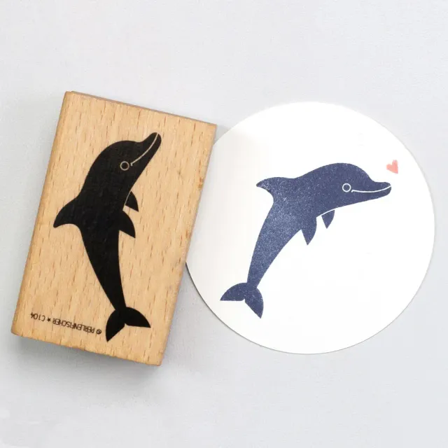 Perlenfischer Delfin Stempel Holzstempel 34x61 mm maritim