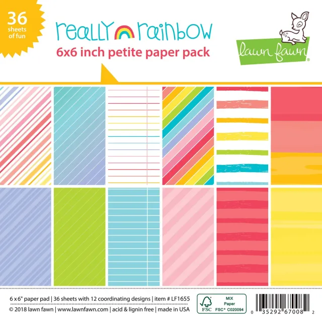 Lawn Fawn Really Rainbow Petite Papierblock 6x6 36 Blatt