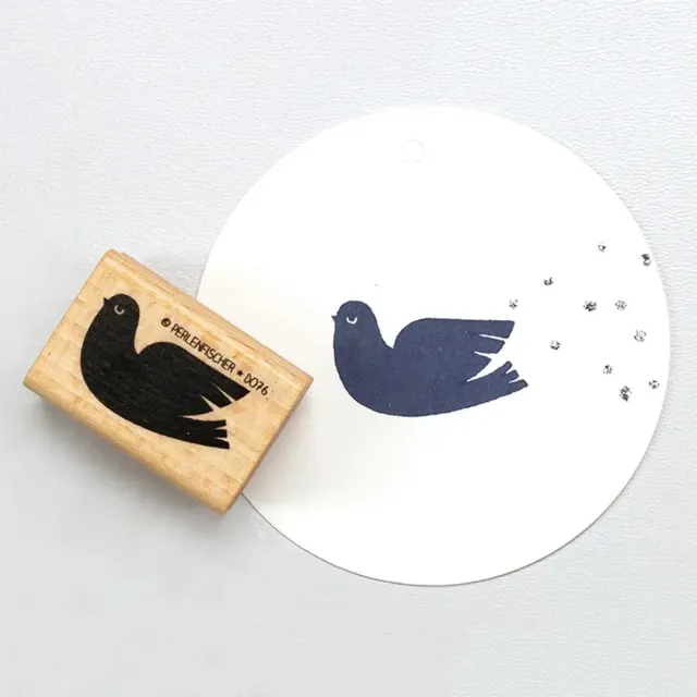 Perlenfischer Taube Stempel Vogelmotiv 17 x 31 mm