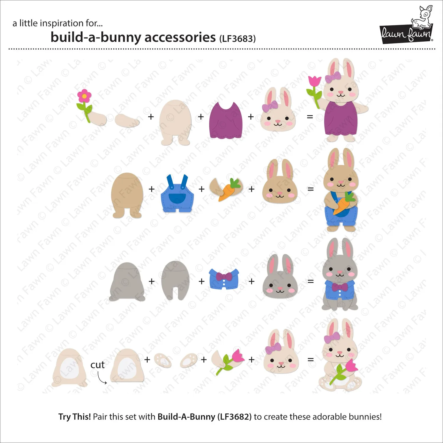 Lawn Fawn Build-a-Bunny Accessories Stanzen 16-teilig