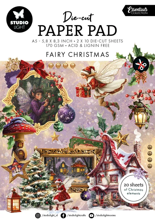 StudioLight Essentials Fairy Christmas Die-cut Papierblock 20 Blatt