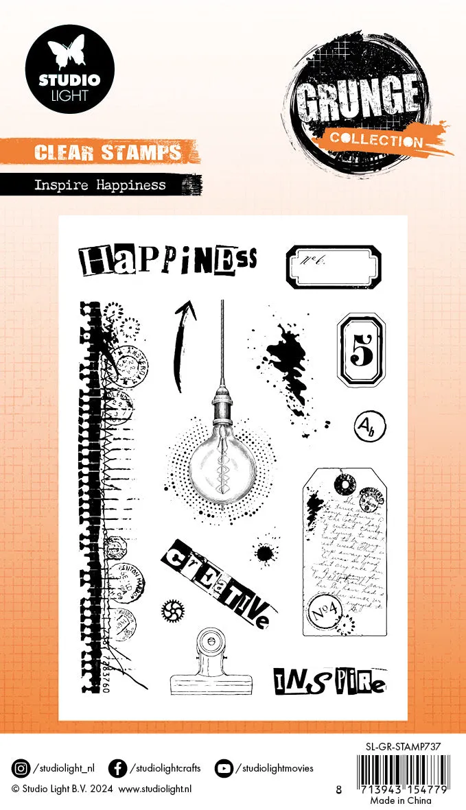 StudioLight Grunge Transparentstempel Inspire Happiness