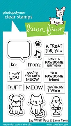 Lawn Fawn Say What? Pets Stempelset Hund Katze Vogel