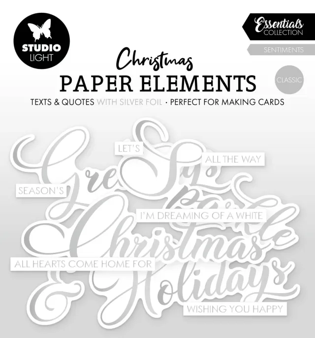 StudioLight Essentials Silver Sentiments Papierelemente 40 Teile silber
