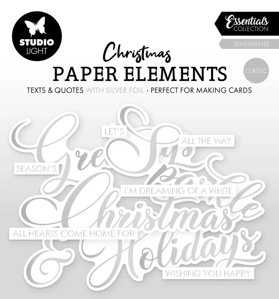 StudioLight Essentials Silver Sentiments Papierelemente 40 Teile silber
