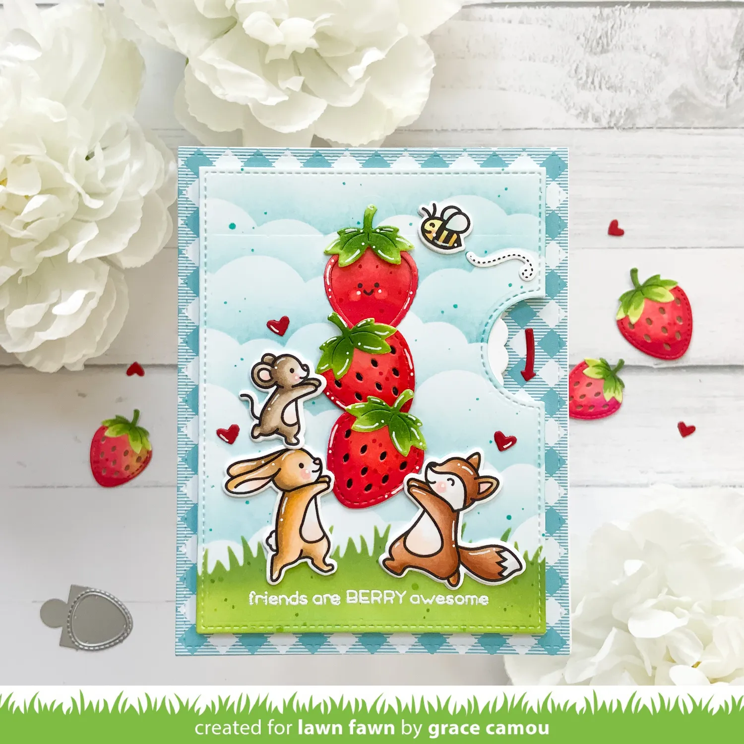 Lawn Fawn Reveal Wheel Strawberry Add-On Stanzschablone Erdbeere