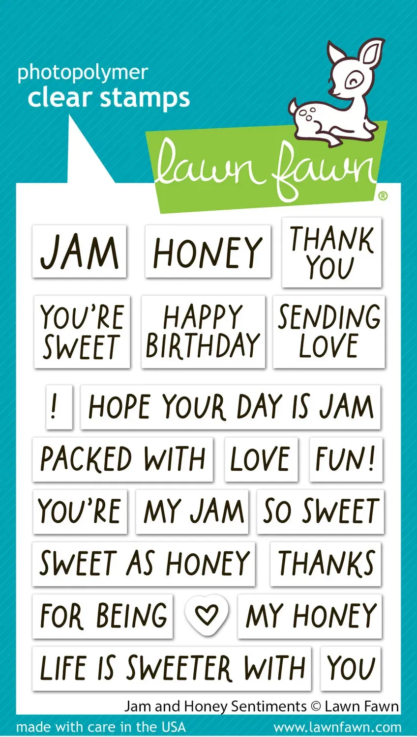 Lawn Fawn Jam and Honey Sentiments Stempelset englisch