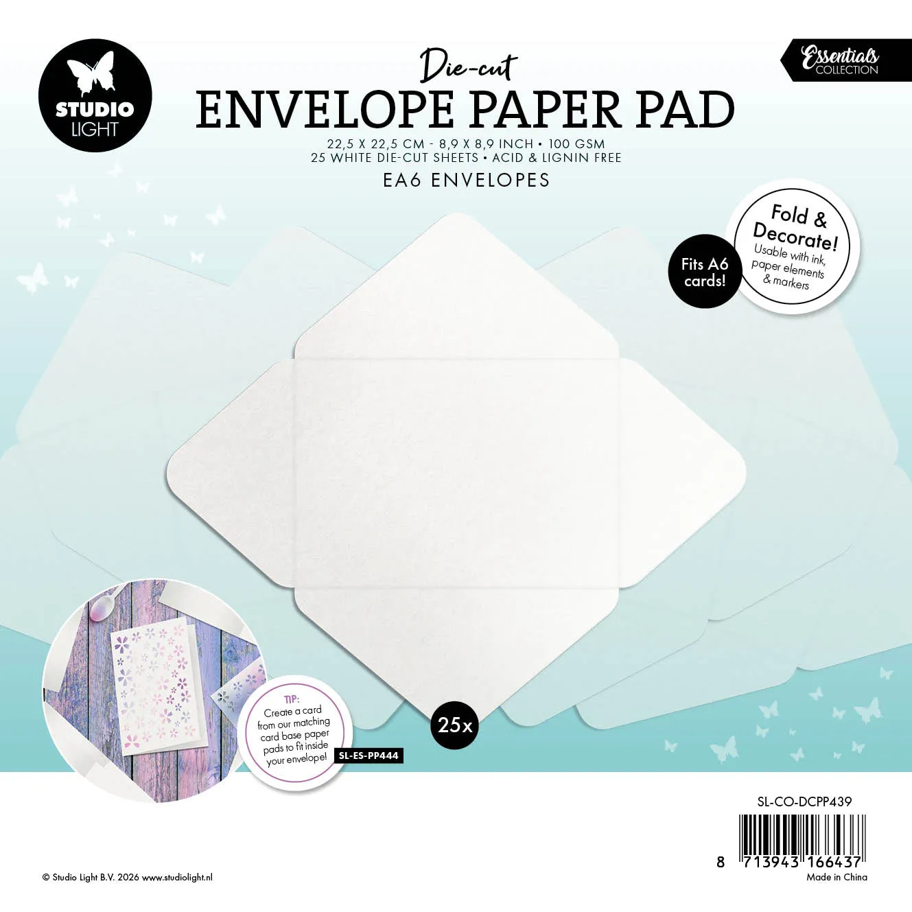 Studio Light Essentials EA6 Die-Cut Papierblock A6 Umschläge