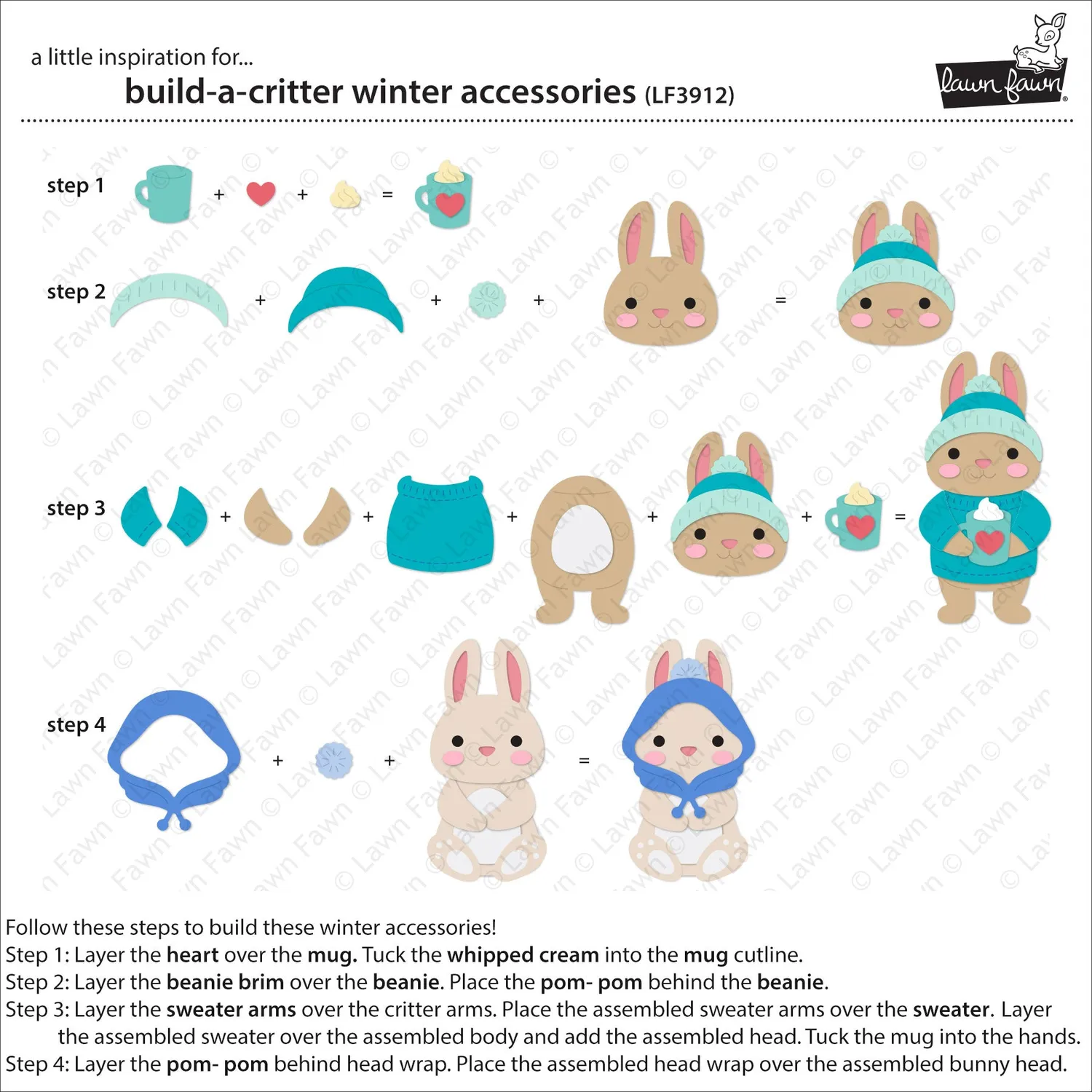 Lawn Fawn Build-A-Critter Winter Accessories LF3912 Stanze
